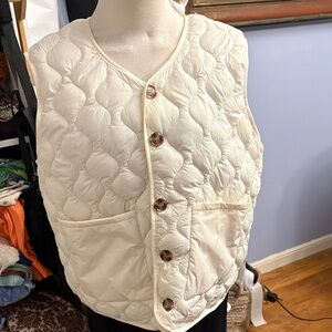 Women's Cream Quilted Vest
